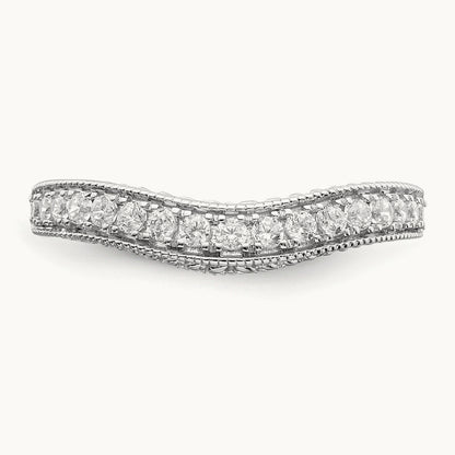Contoured Diamond Wedding Band, 14K White Gold
