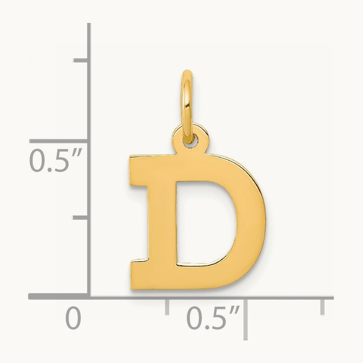 Small Block Initial Charm — 14K Yellow Gold, D