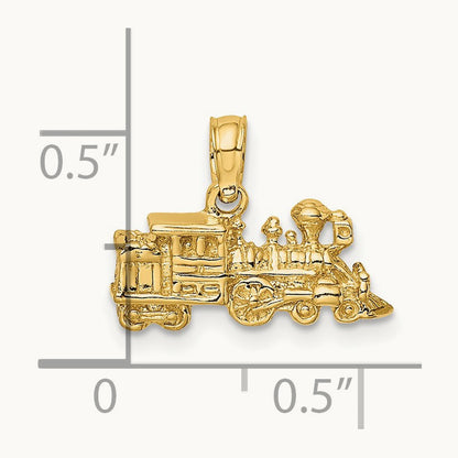 3-D Miniature Train Charm — 14K Yellow Gold, 7mm