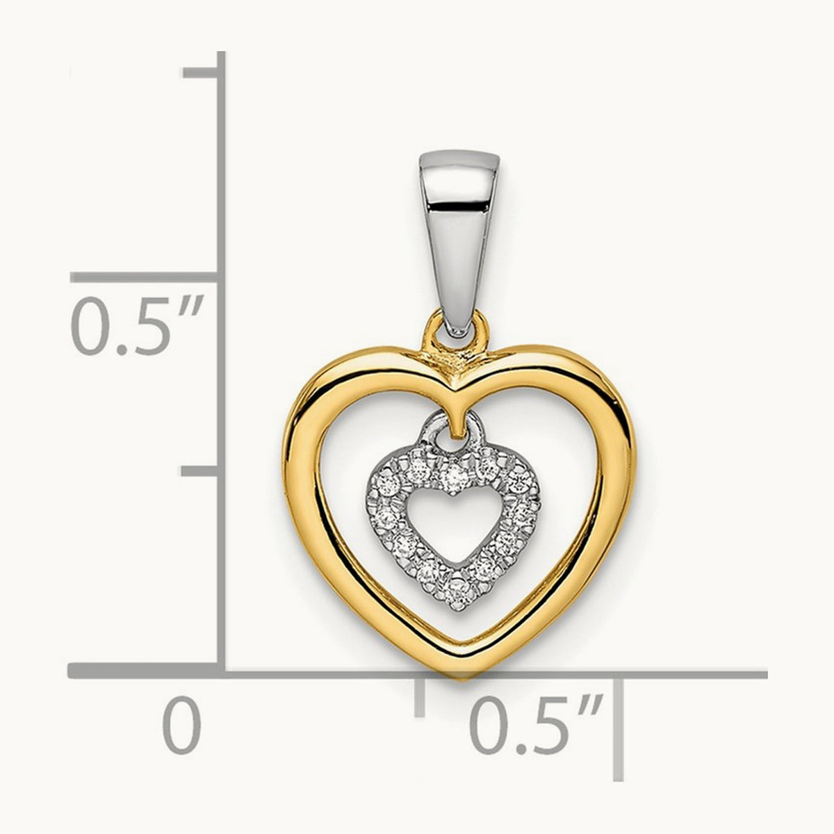 Heart Dangle Diamond Pendant, 14K Two-tone