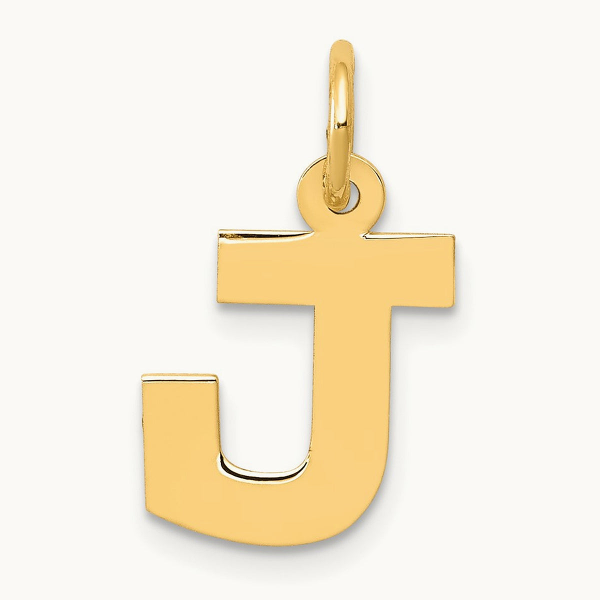 Small Block Initial Charm — 14K Yellow Gold, J