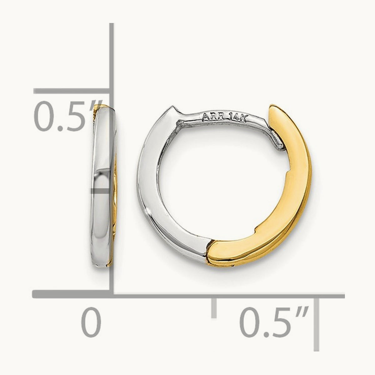 Mini Round Hinged Hoop Earrings, 1.35mm, 14K Two-tone