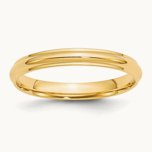 Half Round with Edge Band, 3mm, 10K Yellow Gold