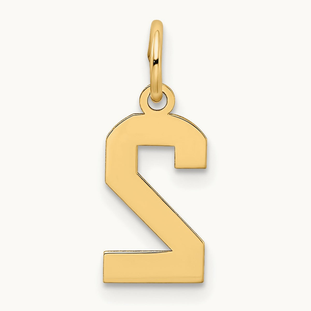 Small Satin Number 2 Charm — 14K Yellow Gold