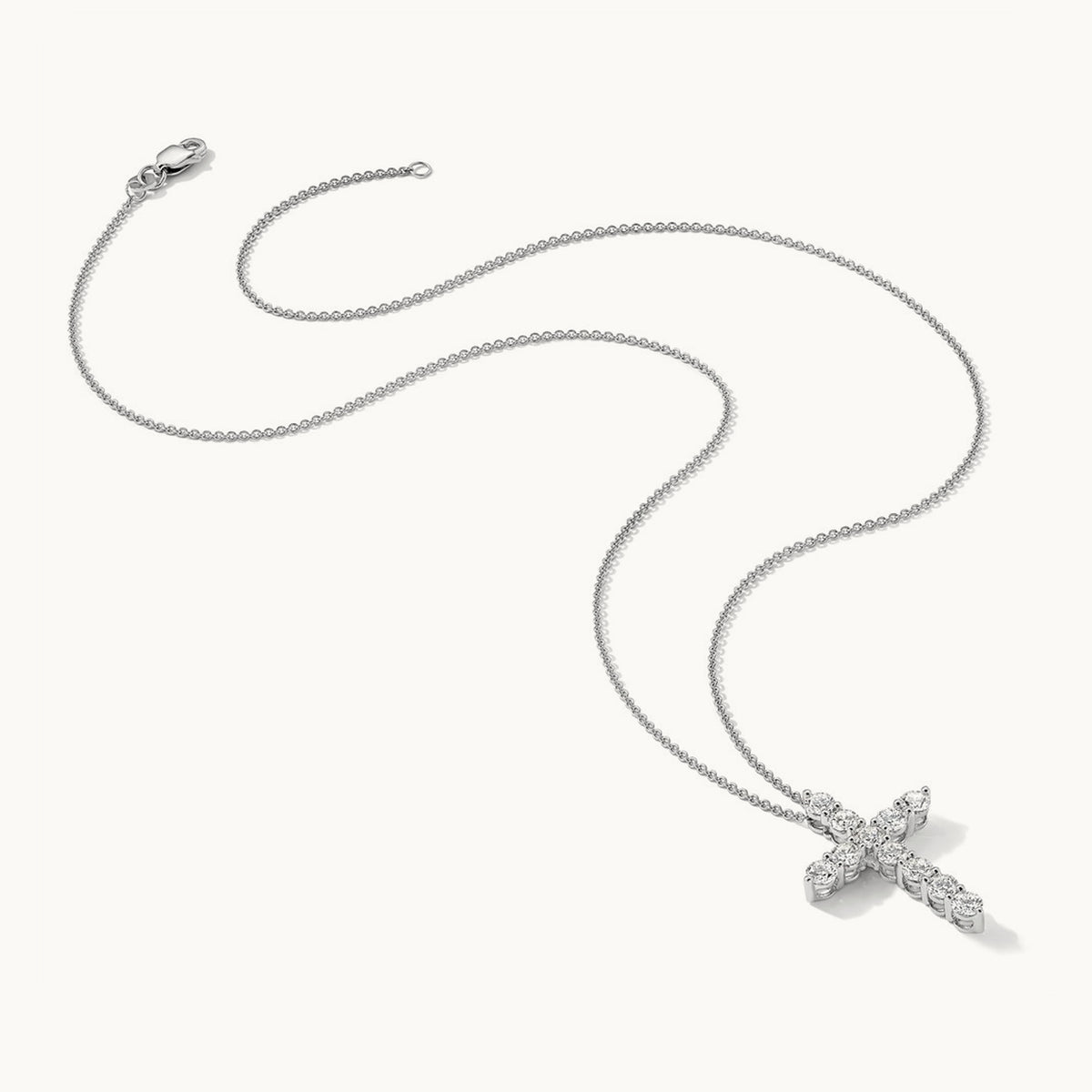 Diamond Cross 18 inch Necklace, 14K White Gold