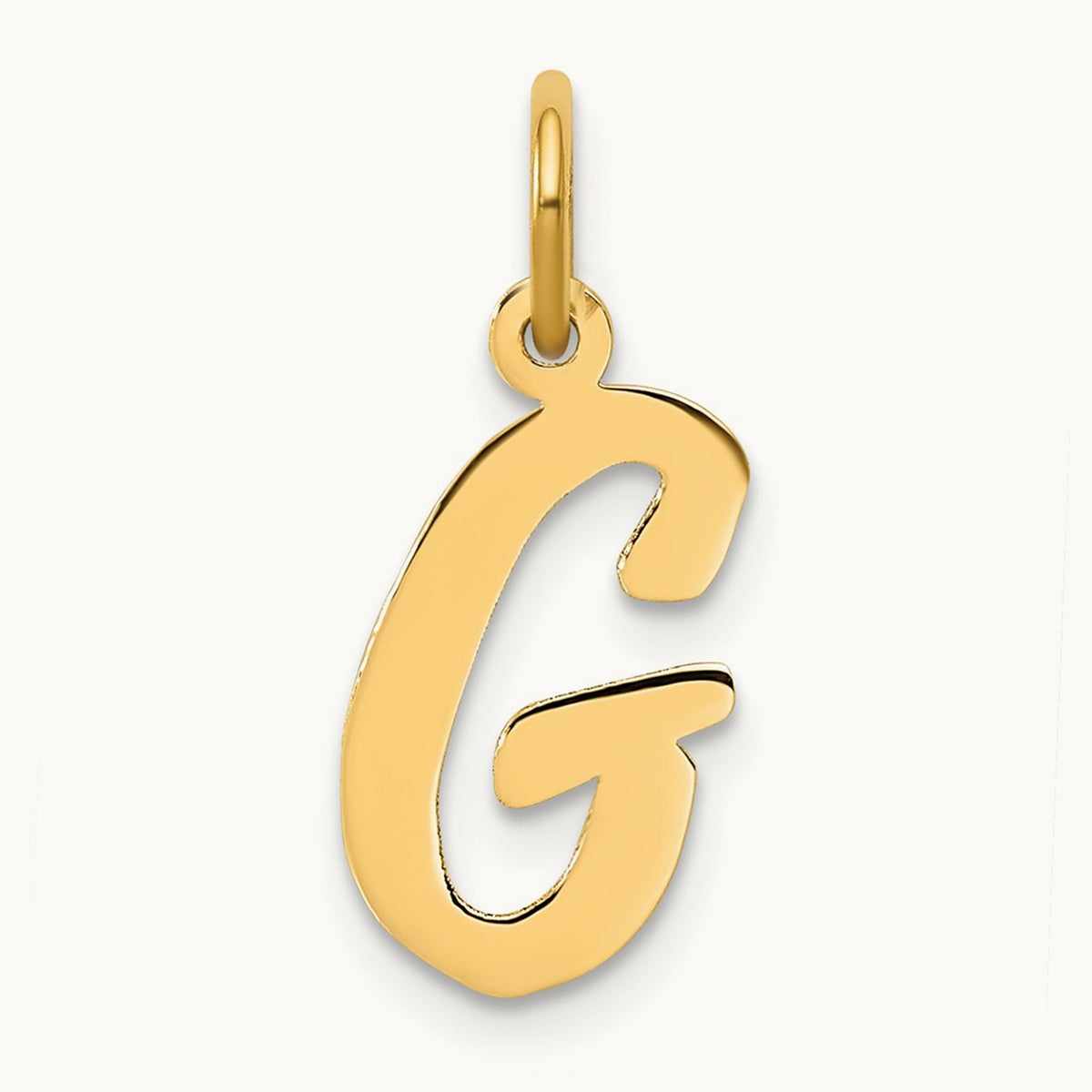 Medium Script Initial Charm — 14K Yellow Gold, G