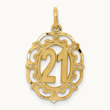 Diamond-cut 21 in Oval Pendant, 14K