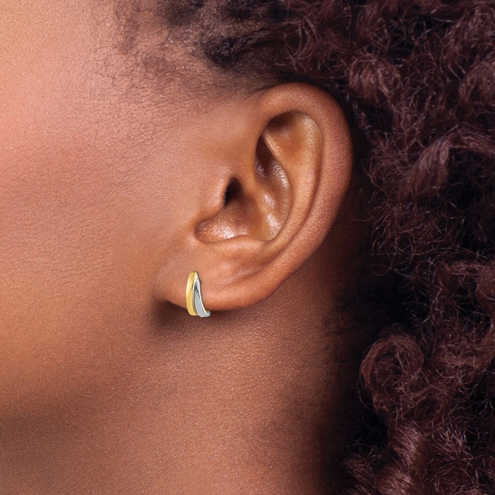 Post Earrings with rhodium — 9.9mm