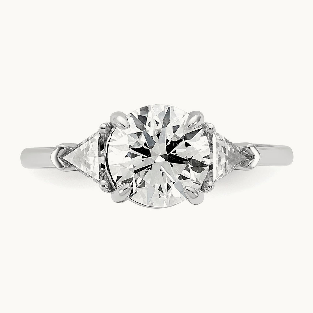 1/2ct Lab Grown Dia VS/SI+ G+ 1 1/2ct Round Semi 3 Stone Eng Ring, 14K White Gold