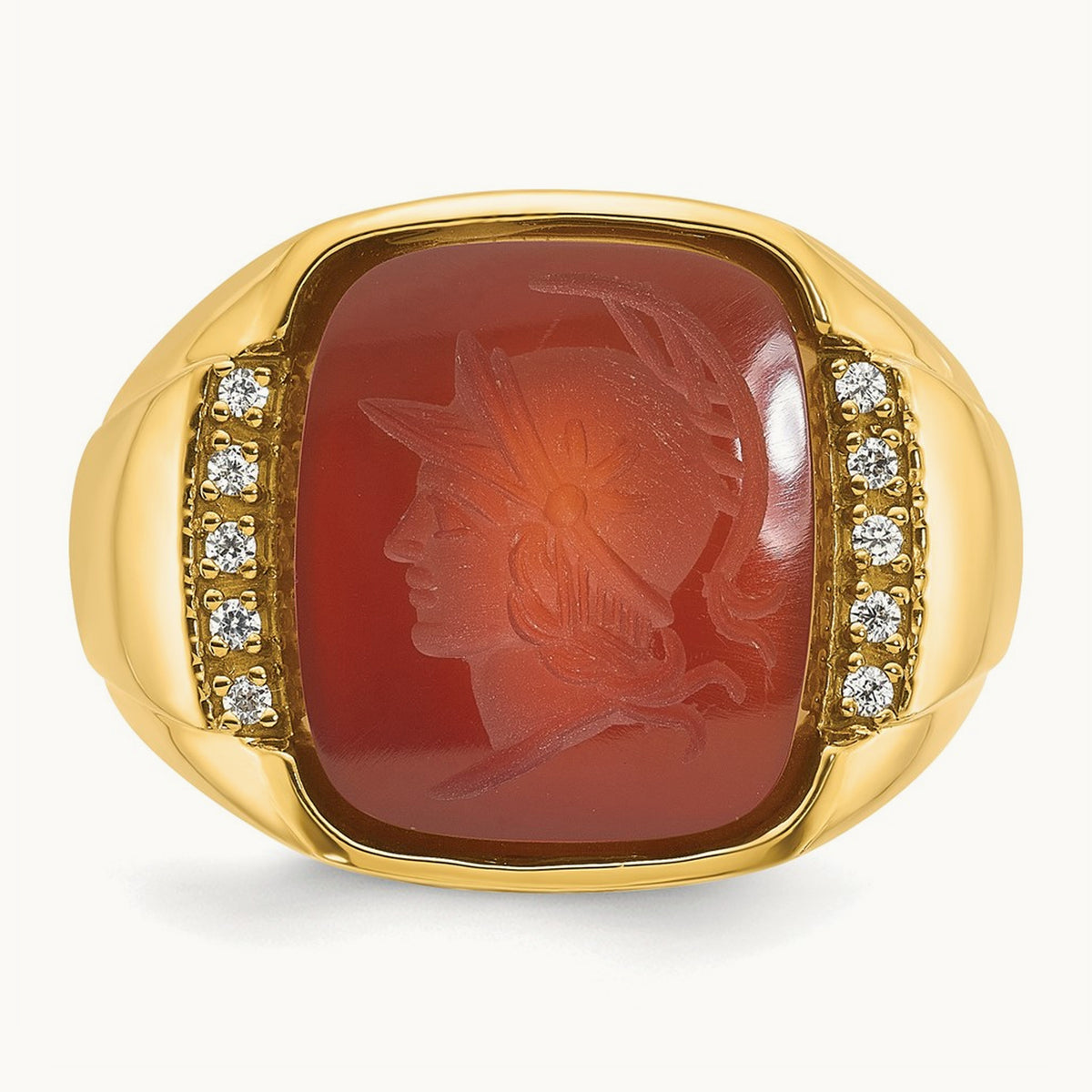 IBGoodman Men's Carnelian and Diamond Complete Ring, 14K