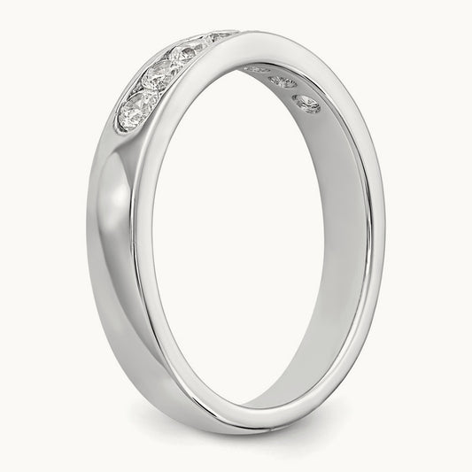 7-Stone Diamond Channel Band, 14K White Gold