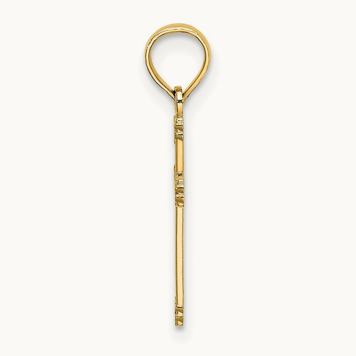 Textured w/ Center Heart Small Cross Charm, 14K