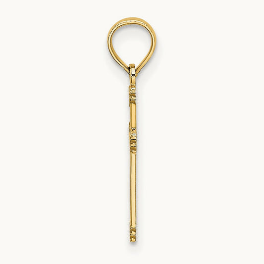 Textured w/ Center Heart Small Cross Charm, 14K