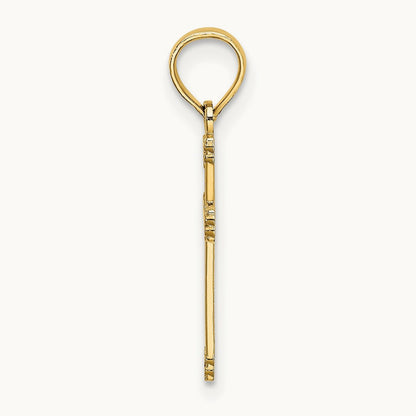 Textured w/ Center Heart Small Cross Charm, 14K