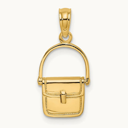 3-D Moveable Polished Purse Charm, 14K