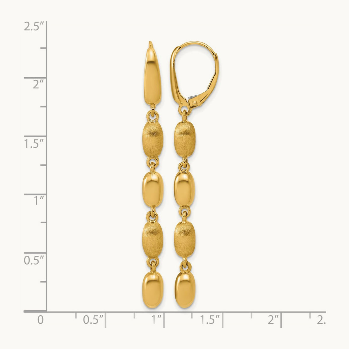 Polished and Brushed Fancy Leverback Dangle Earrings, 14K — Leslie's