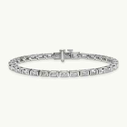 Emerald Bezel Tennis Bracelet, 7.50 ct tw Lab-Grown Diamond — 14K White Gold