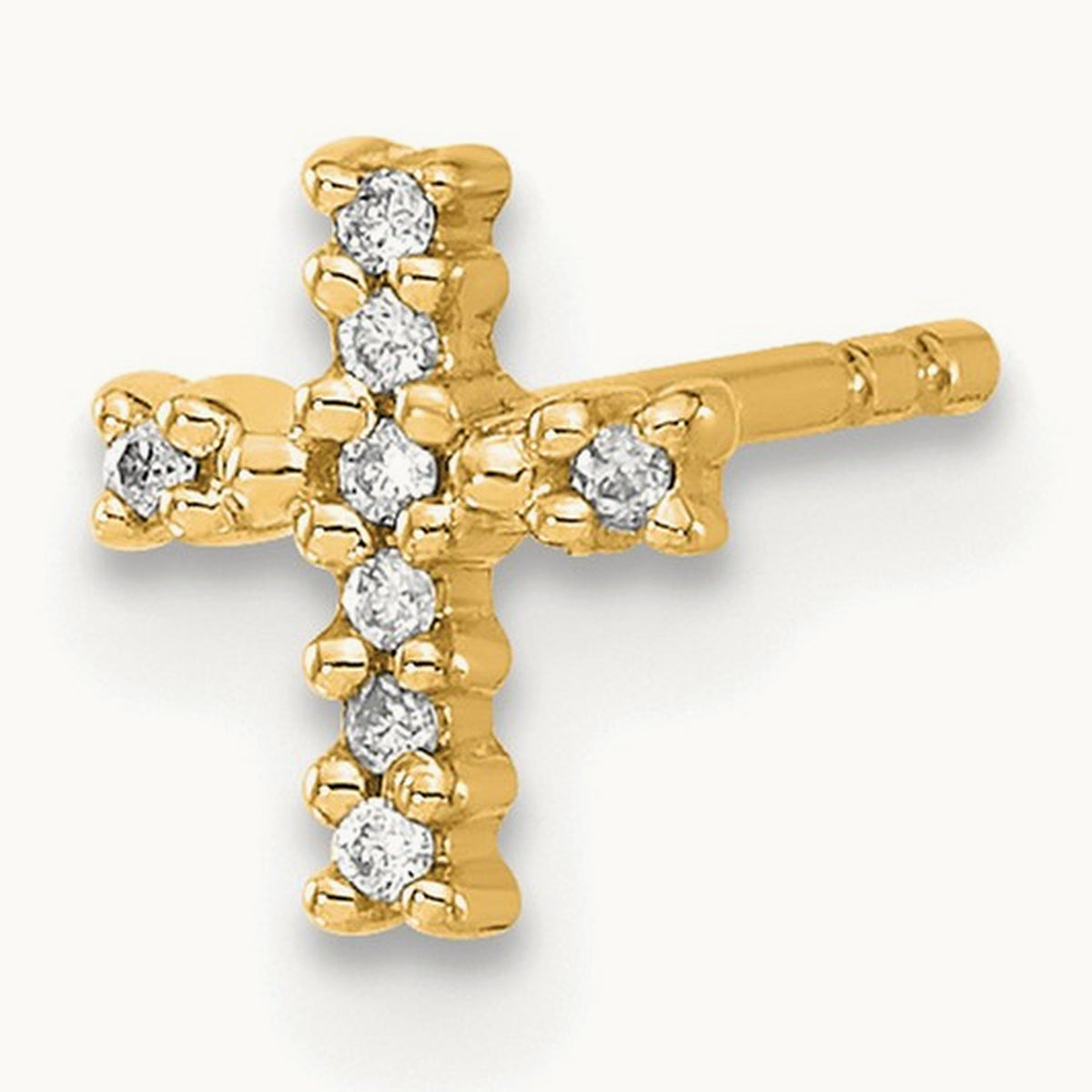 Single 14k w/Rhodium Diamond Cross Post Earring