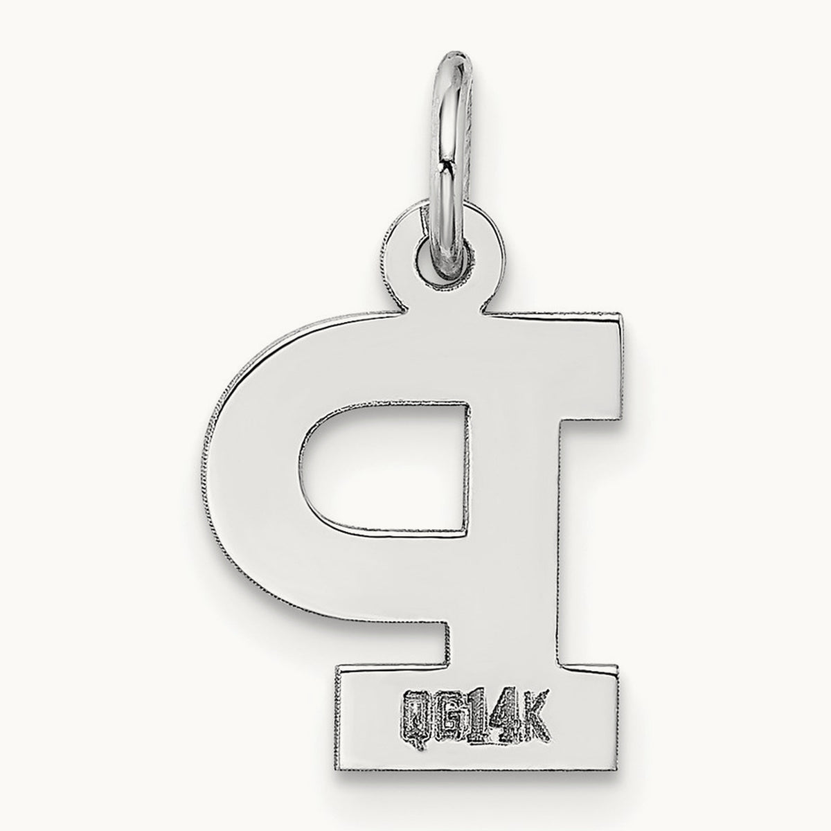 Small Block Initial Charm — 14K White Gold, P