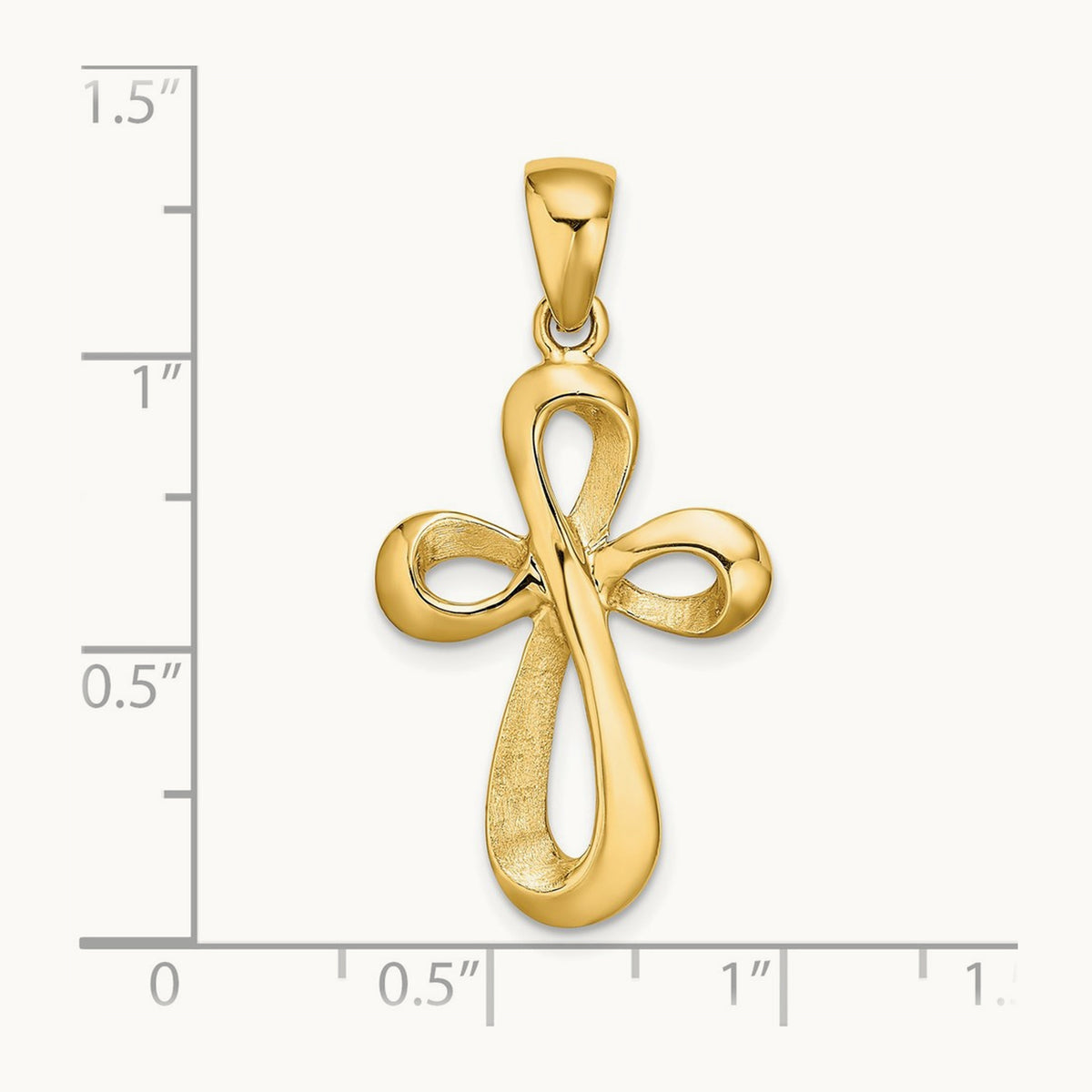 Polished Cross Charm, 14K