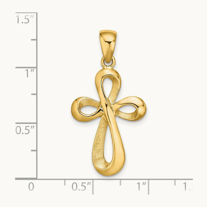 Polished Cross Charm, 14K