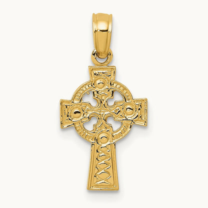 Celtic Cross with Eternity Circle Pendant — 14K Yellow Gold