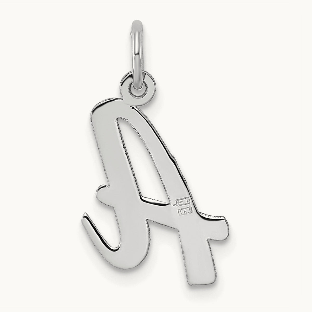 Medium Script Initial Charm — 14K White Gold, A
