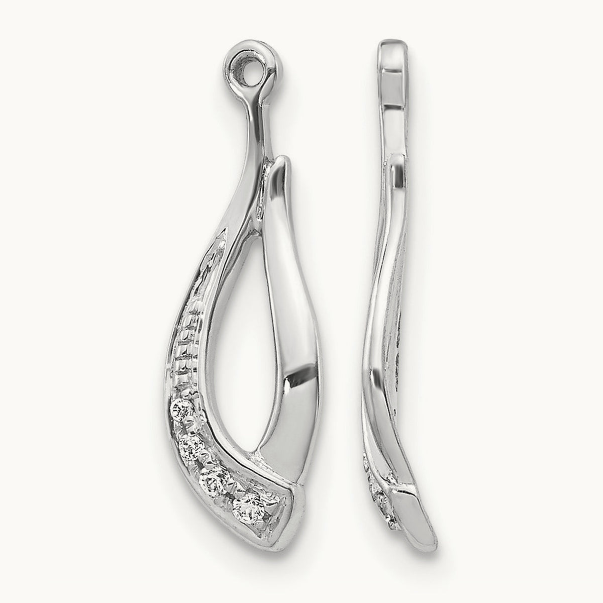 Twisted Teardrop Diamond Earring Jackets, 14K White Gold