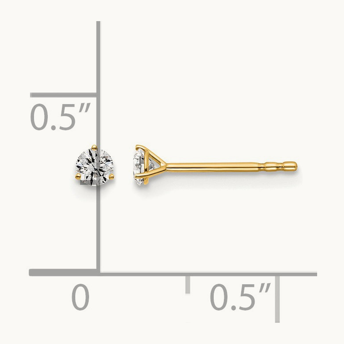 Round Stud Earrings, 0.10-6.00 ct tw Lab-Grown Diamond — 1/6 ct, 14K Yellow Gold