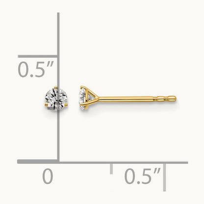 Round Stud Earrings, 0.10-6.00 ct tw Lab-Grown Diamond — 1/6 ct, 14K Yellow Gold