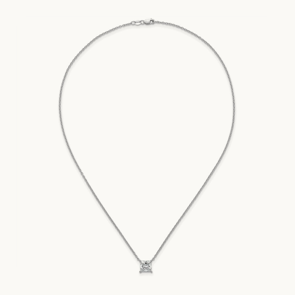 Princess Pendant Necklace, 0.25-4.00 ct tw Lab-Grown Diamond — 2 1/2 ct, 14K White Gold