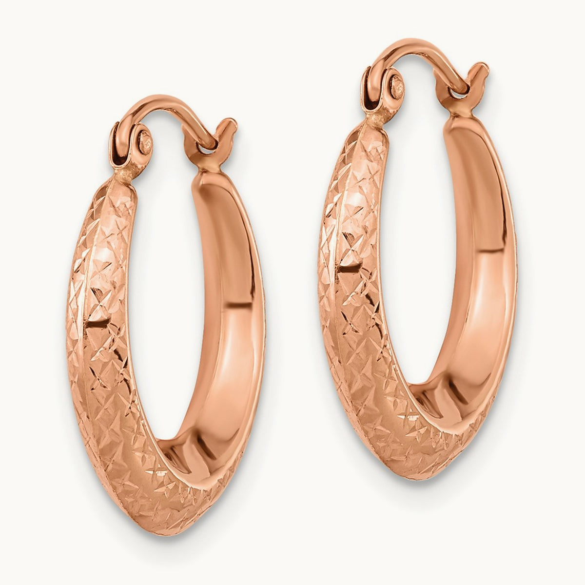 Textured Hollow Hoop Earrings — 14K Rose Gold