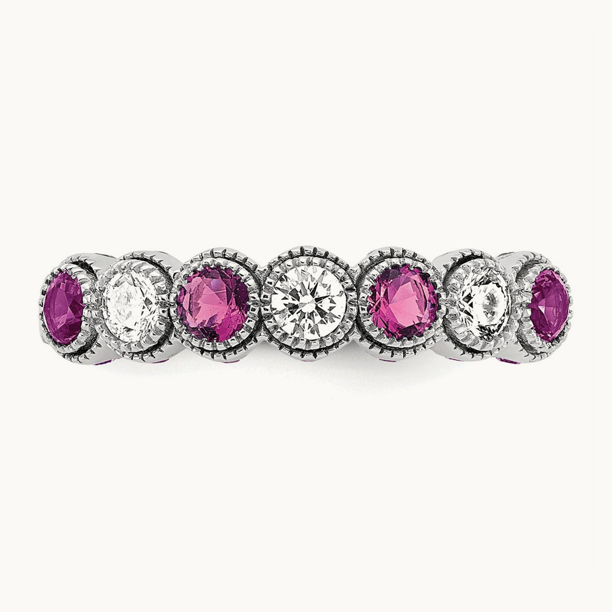 Created Pink Sapphire Ring, 0.50 ct tw Lab-Grown Diamond