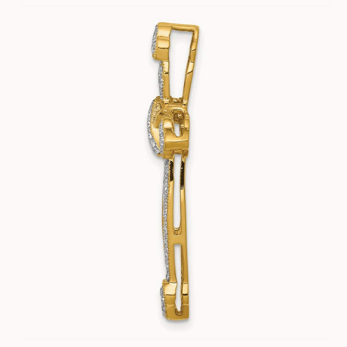 Diamond Budded Cross Chain Slide — 14K Yellow Gold, 36.5mm
