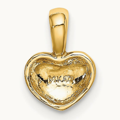 Polished Domed Heart Charm — 14K Yellow Gold
