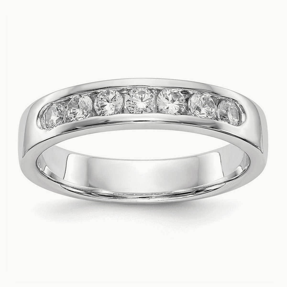7-Stone Diamond Channel Band — 14K White Gold, 6