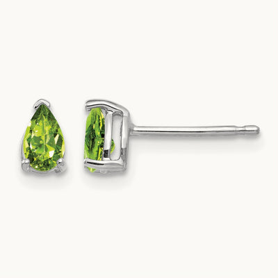 5x3mm Pear Peridot Earrings, 14K White Gold