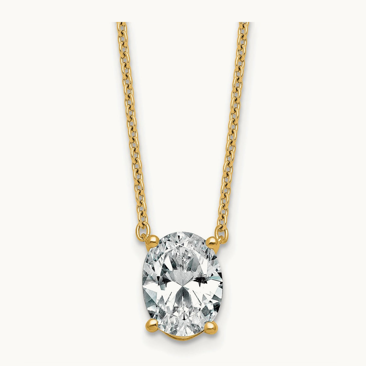 Oval Pendant Necklace, 0.25-4.00 ct tw Lab-Grown Diamond — 2 1/2 ct, 14K Yellow Gold