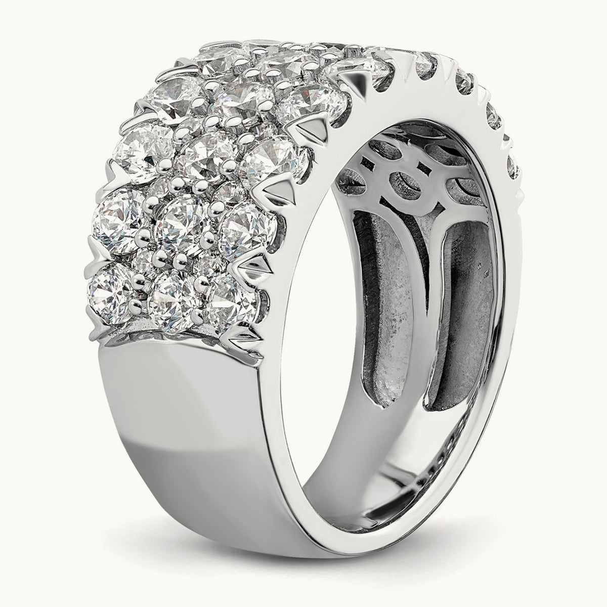 Triple Row Band, 1.50-3.00 ct tw Lab-Grown Diamond — 3 ct, 14K White Gold