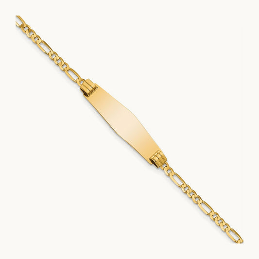 Soft Diamond Shape Figaro ID Bracelet, 14K