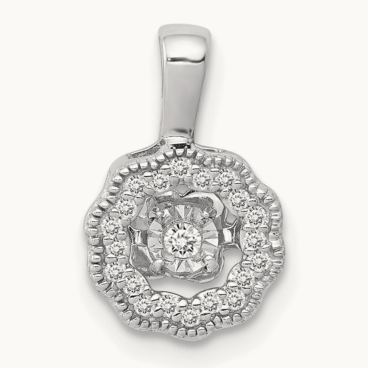 1/10ct. Vibrant Moving Diamond Pendant, 14K White Gold