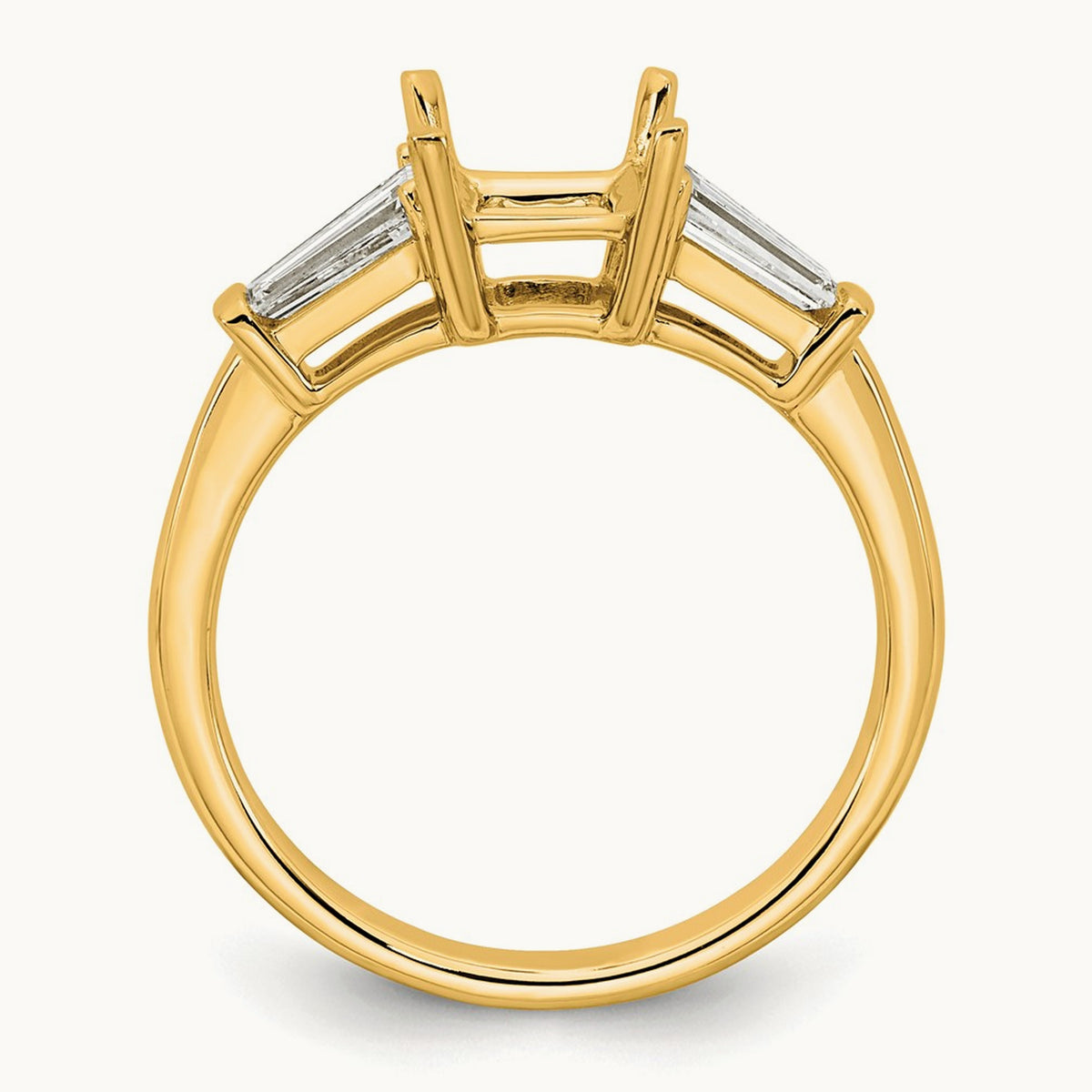 Baguette Princess Semi-Mount Engagement Ring — 14K Yellow Gold, 1/2 ct, 7