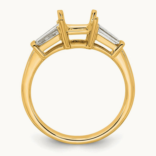 Baguette Princess Semi-Mount Engagement Ring, 0.50-0.75 ct tw Lab-Grown Diamond — 1/2 ct, 14K Yellow Gold