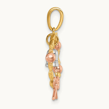 plating Polished Wreath With Bell Charm, 14K Two-tone with Rose