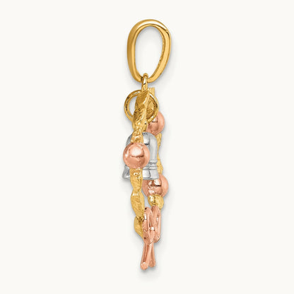 plating Polished Wreath With Bell Charm, 14K Two-tone with Rose