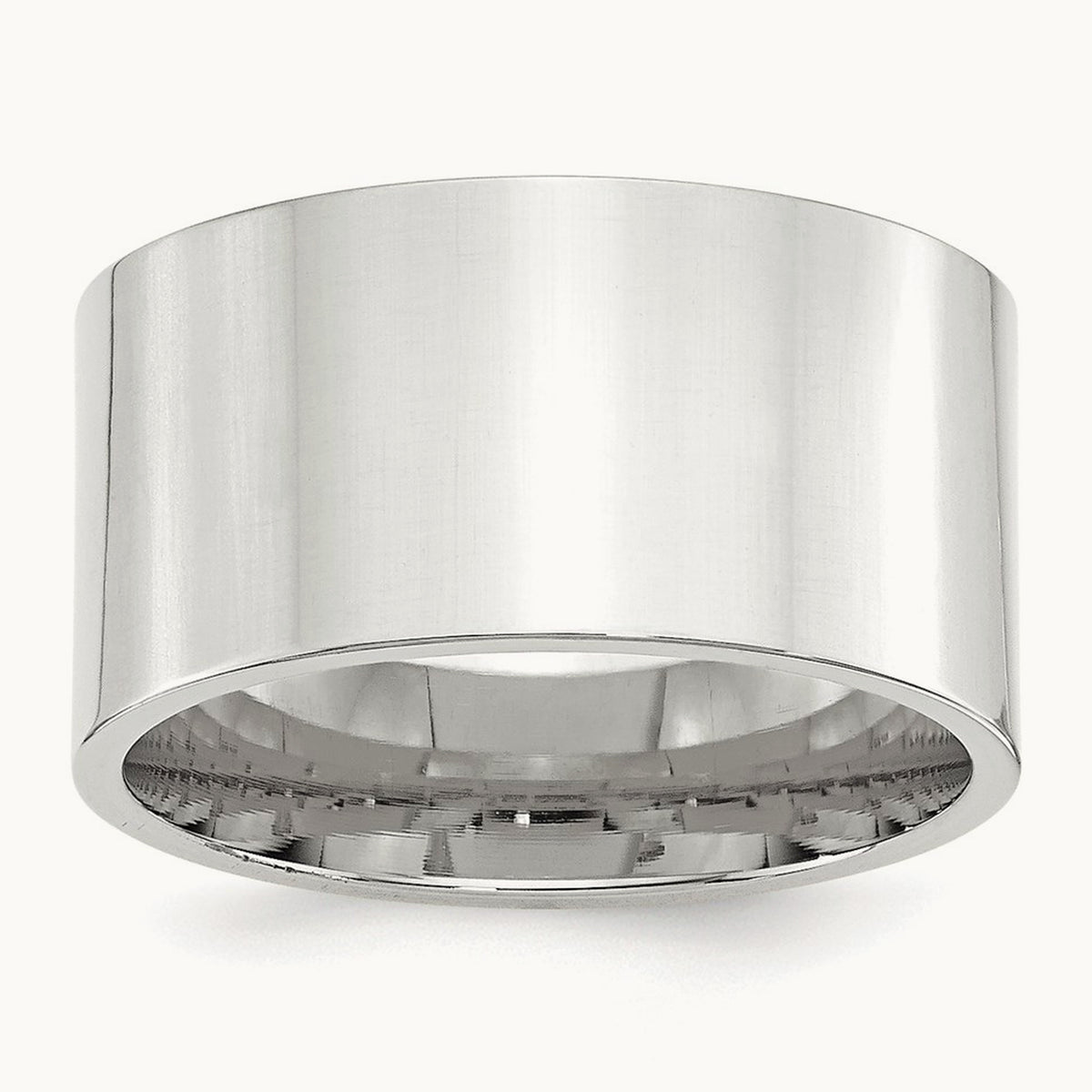 Standard Flat Comfort Fit Band, 12mm, 10K White Gold