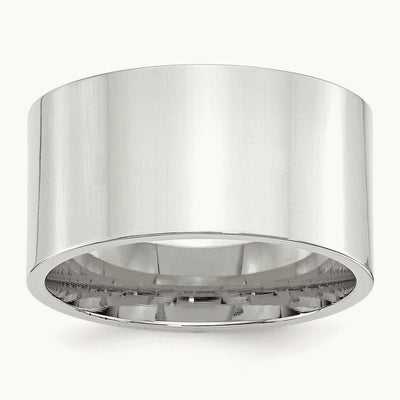 Standard Flat Comfort Fit Band, 12mm, 10K White Gold