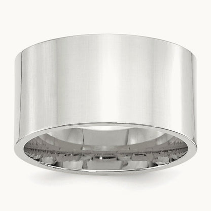 Standard Flat Comfort Fit Band, 12mm, 10K White Gold