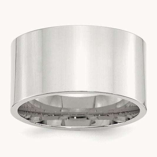 Standard Flat Comfort Fit Band, 12mm, 10K White Gold