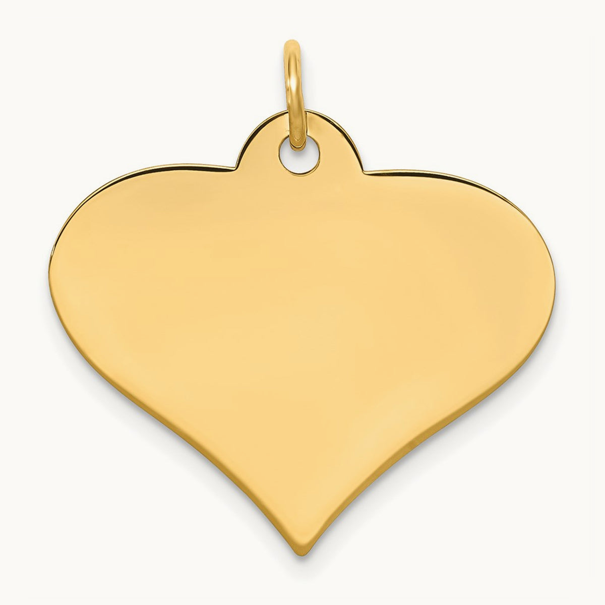 Plain .027 Gauge Engraveable Heart Disc Charm — 14K Yellow Gold, 25mm